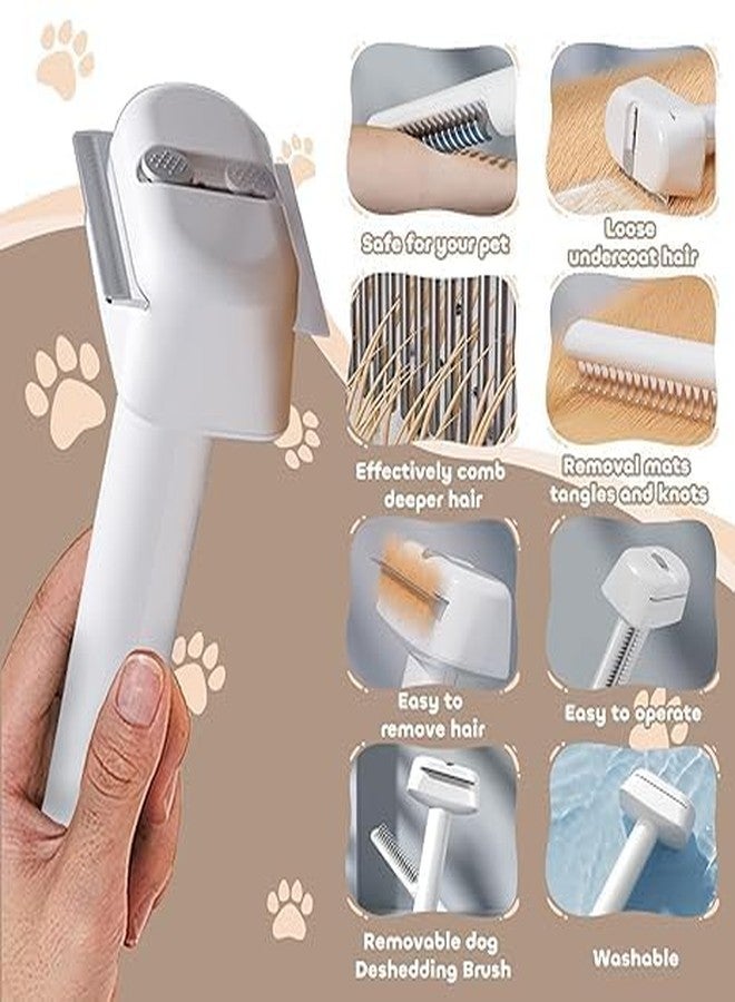 VALUEVIBES 3-in-1 Cat Grooming Kit with Shedding Brush, Slicker Comb & Massage Glove | Pet Grooming Set for Short & Long Fur | Removes Loose Hair, Tangles & Dandruff | For Indoor & Outdoor Cats (White) (WHITE) - Image 2